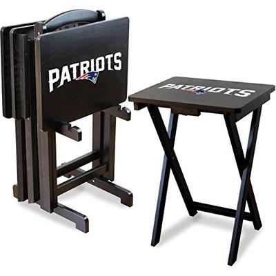 Imperial Officially Licensed NFL Merchandise: Foldable Wood TV Tray Table Set with Stand, New Englan