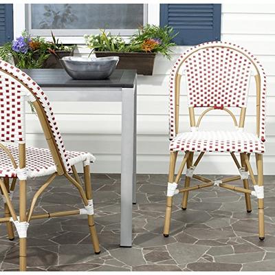 Safavieh Home Collection Salcha Red and White Indoor/Outdoor Stacking Side Chair (Set of 2)