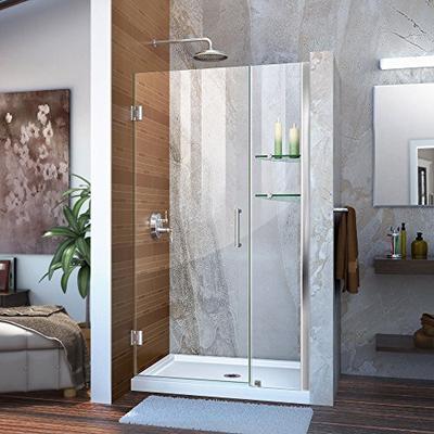 DreamLine Unidoor Min 42 in. to Max 43 in. Frameless Hinged Shower Door in Chrome finish, SHDR-20427