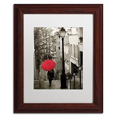 Paris Stroll II Artwork by Sue Schlabach Wood Frame, 11 by 14-Inch, White Matte