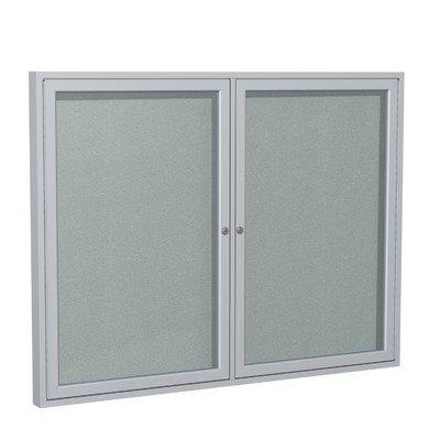2 Door Outdoor Enclosed Bulletin Board Size: 3' H x 4' W, Frame Finish: Satin, Surface Color: Silver
