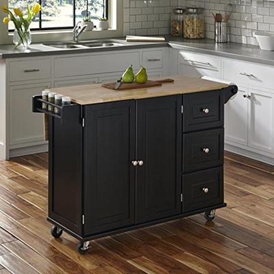 Home Styles 4510-95 Liberty Kitchen Cart with Wood Top, Black