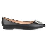Brinley Co. Womens Faux Leather Pointed Toe Jewel Flats Black, 8 Regular US screenshot. Shoes directory of Clothing & Accessories.