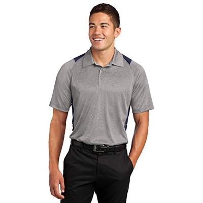 Sport-Tek Men's Heather Colorblock Contender Polo L Vintage Heather/ True Navy