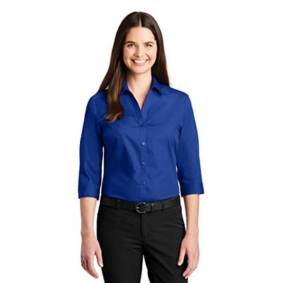Port Authority Womens 3/4-Sleeve Carefree Poplin Shirt (LW102) -True Royal -L
