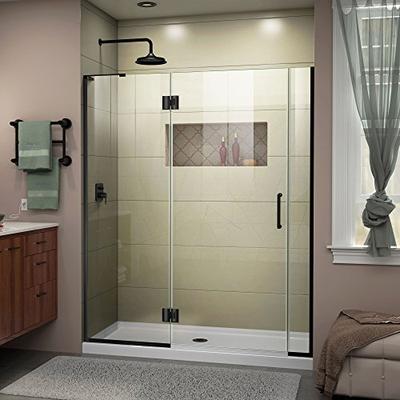 DreamLine Unidoor-X 58-58 1/2 in. W x 72 in. H Frameless Hinged Shower Door in Satin Black, D3280672