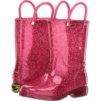 Western Chief Girls' Glitter Waterproof Rain Boot, Pink, 13 M US Little Kid