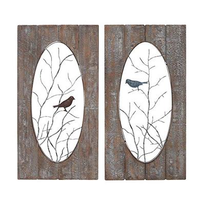 Deco 79 Wood Wall Panel, 2 Assorted, 18 by 36"