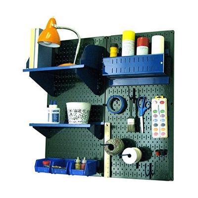 Wall Control 30-CC-200 GNBU Hobby Craft Pegboard Organizer Storage Kit with Green Pegboard and Blue