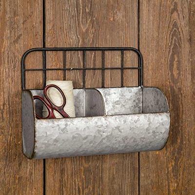 Industrial Farmhouse Chic Small Divided Wire Back Wall Bin/Shelf