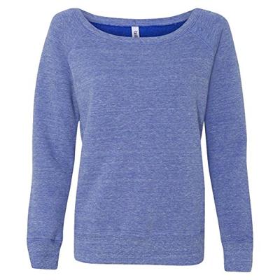 Bella + Canvas Women's Sponge Fleece Wide Neck Sweatshirt, Blue Triblend, X-Large