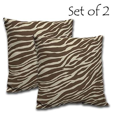 SET OF 2 Outdoor Patio Pillow Back Cushion 21"L x 21"W x 6"H. Polyester fabric Zebra by Comfort Clas