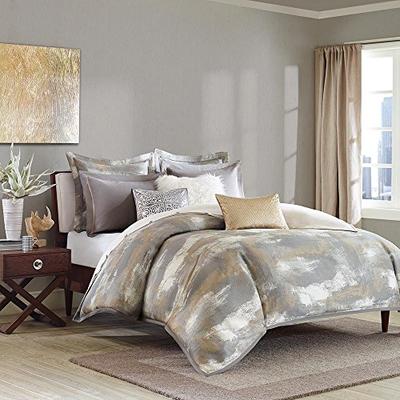 Madison Park Signature Graphix Queen Size Bed Comforter Duvet 2-In-1 Set Bed In A Bag - Grey, Silver