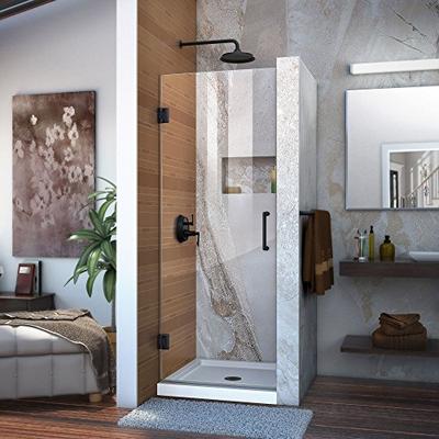 DreamLine Unidoor 27 in. Frameless Hinged Shower Door, Satin Black Finish, SHDR-20277210F-09, W x 72