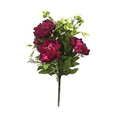 Vickerman 21" Peony & Hydrangea Everyday Floral Bush Dark Red, Green