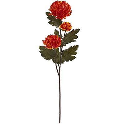 Nearly Natural 2222-S12-OR 29 in. Chrysanthemum Artificial (Set of 12) Silk Flowers Orange