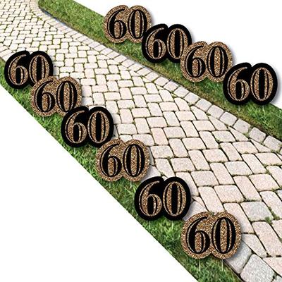 Adult 60th Birthday - Gold Lawn Decorations - Outdoor Birthday Party Yard Decorations - 10 Piece