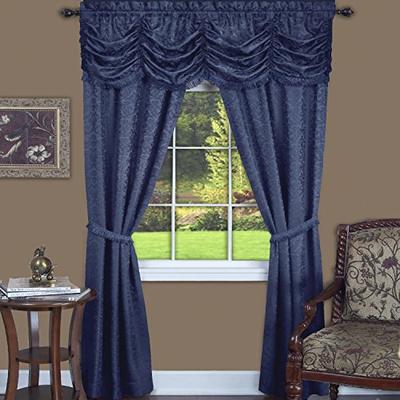 Achim Home Furnishings PAPN63NY12 Panache Window in A Bag Curtain Set (5 Piece), Navy