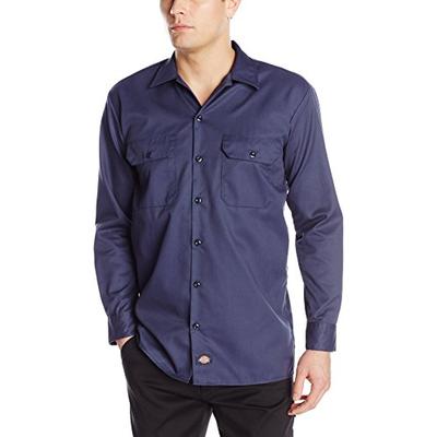 Dickies Men's Long Sleeve Work Shirt, Navy, 2X Large