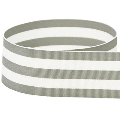 7/8" Gray & White Taffy Striped Grosgrain Ribbon - 100 Yards - USA Made - (Multiple Widths & Yardage