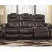 Red Barrel Studio® Brielle 82.75" Faux Leather Pillow Top Arm Reclining Sofa Faux Leather in Brown | 43.75 H x 82.75 W x 39.38 D in | Wayfair