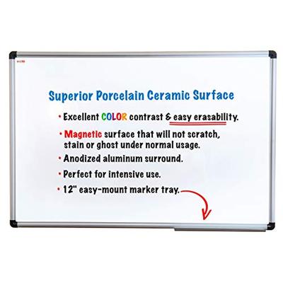 Viztex, Premium Porcelain Magnetic Dry Erase Board with Aluminium Frame, Size 24" x 18" (FCVPM2418A)