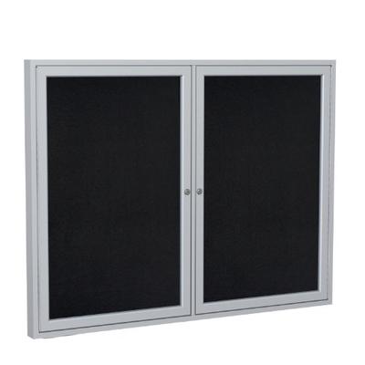 Ghent 3" x 4" 2-Door indoor Enclosed Recycled Rubber Bulletin Board, Shatter Resistant, with Lock, S