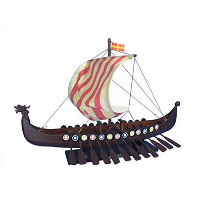 Hampton Nautical Wooden Viking Drakkar Model Boat, 24"