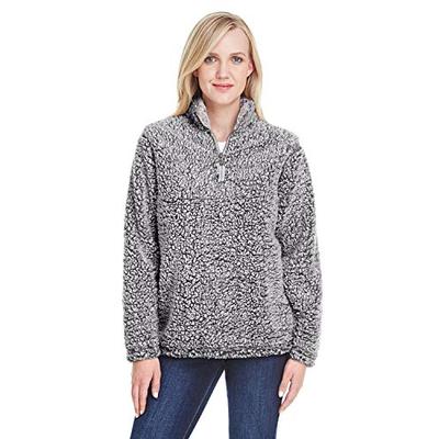 J. America JA8451 Ladies' Epic Sherpa Quarter-Zip Black Heather XL