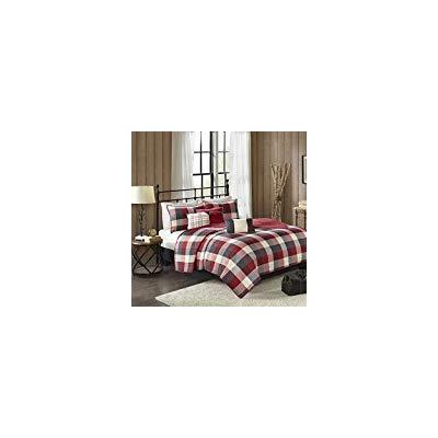 Madison Park Ridge King/Cal King Size Quilt Bedding Set - Red, Plaid - 6 Piece Bedding Quilt Coverle