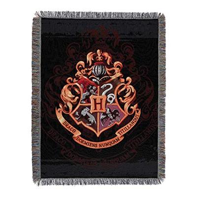 Warner Bros Harry Potter, Hogwarts Décor Metallic Woven Tapestry Throw Blanket, 48" x 60"