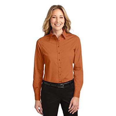 Port Authority Ladies Long Sleeve Easy Care Shirt. L608 Texas Orange/Light